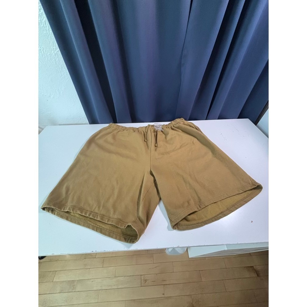 King Size Sweat Shorts Mens 4XL Tan Fleece Wide Leg Relaxed Loungwear Streetwear
